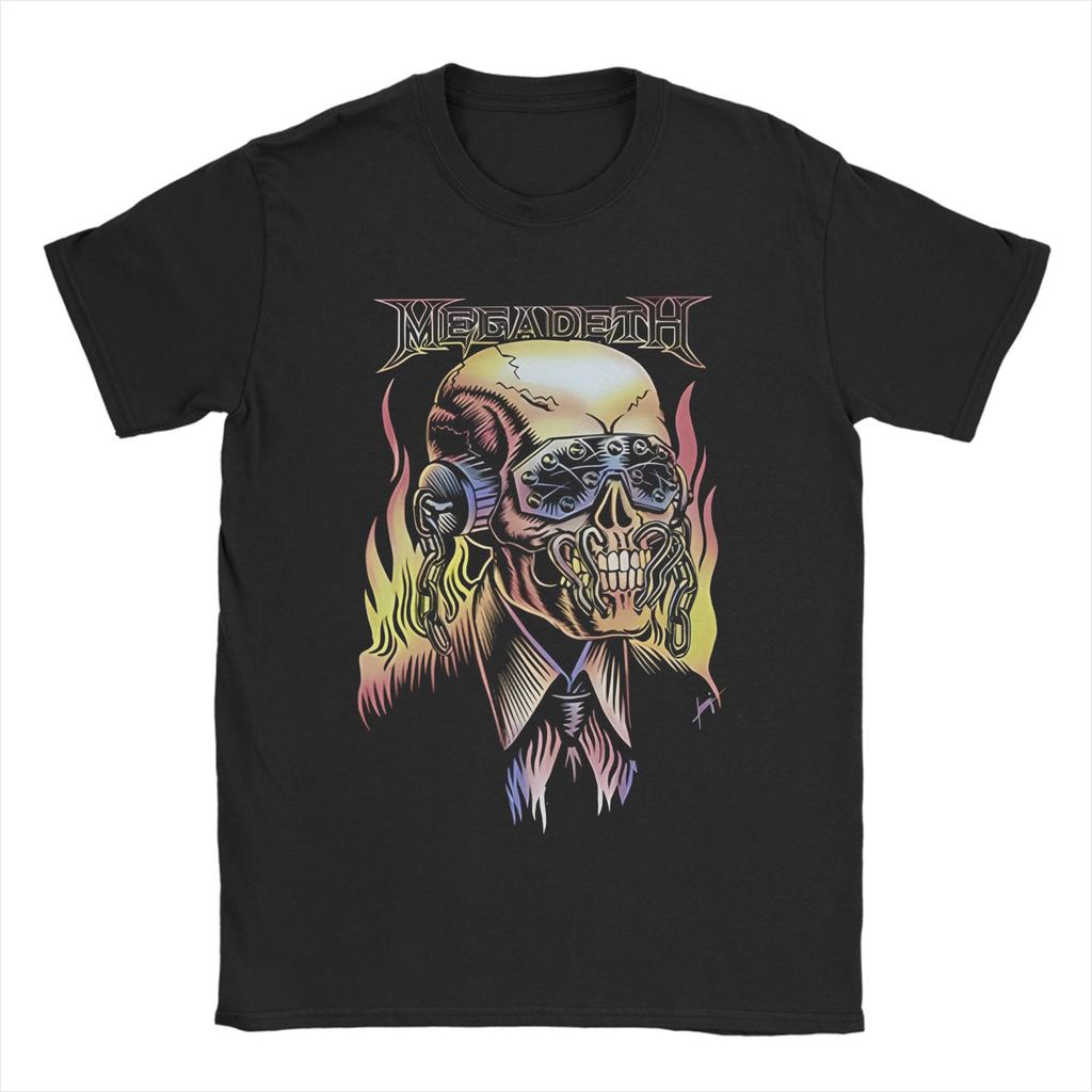 MMegadethed Band T Shirt Mens Cotton Unique TShirt Crew Neck Tees Short Sleeve Tops Big Size