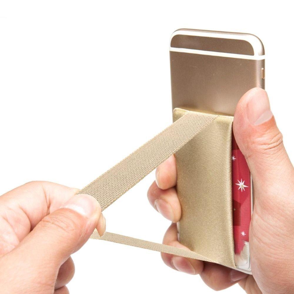 Support de carte de téléphone en tissu élastique anti-chute Bande élastique Poche pour cartes de crédit d'affaires Portefeuille pour téléphone portable