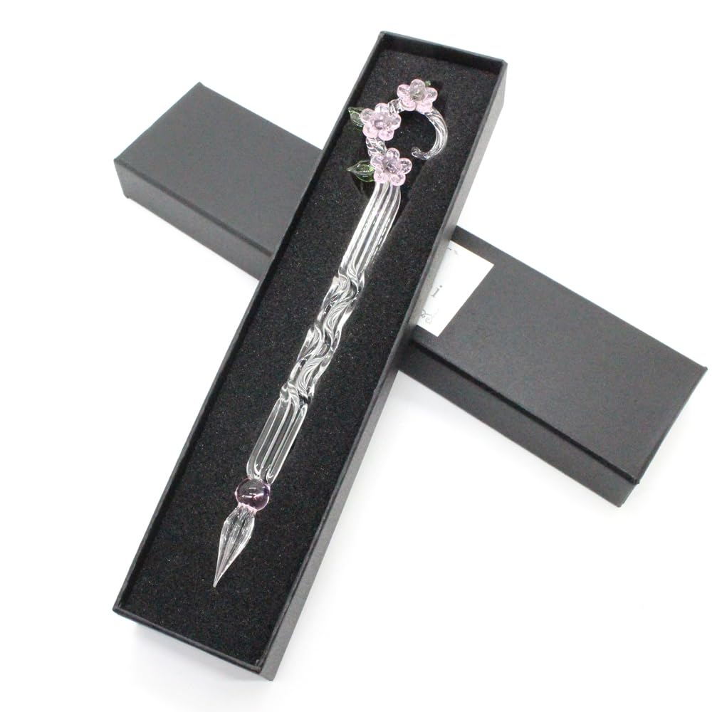 Glass Cherry blossom and flowing water pen, design, pink.