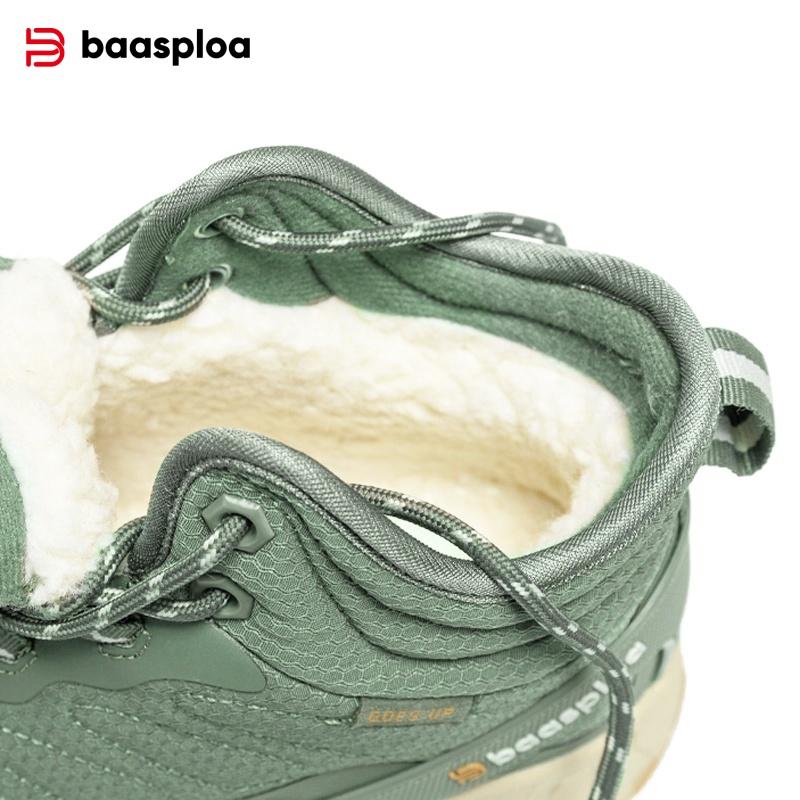 BAASPLOA Women's Winter Waterproof  Warm Plush New Women's Cotton Shoes Winter High Top Cotton Shoes Snow Boots Outdoor Hiking Boots