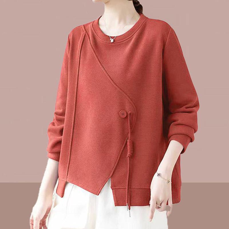 Sweatshirt for Women Cotton Oversize Fleece Thickened Loose Round Neck Casual Pullover Long Sleeve Top Sweatshirt