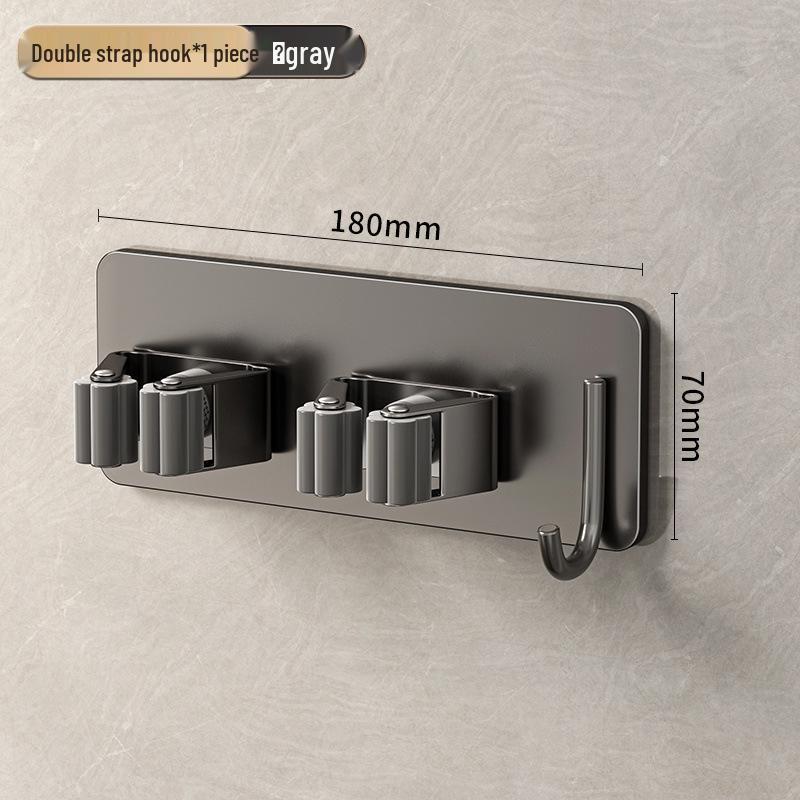 Stainless Steel No-Punch Wall Mount Mop & Broom Holder Clip