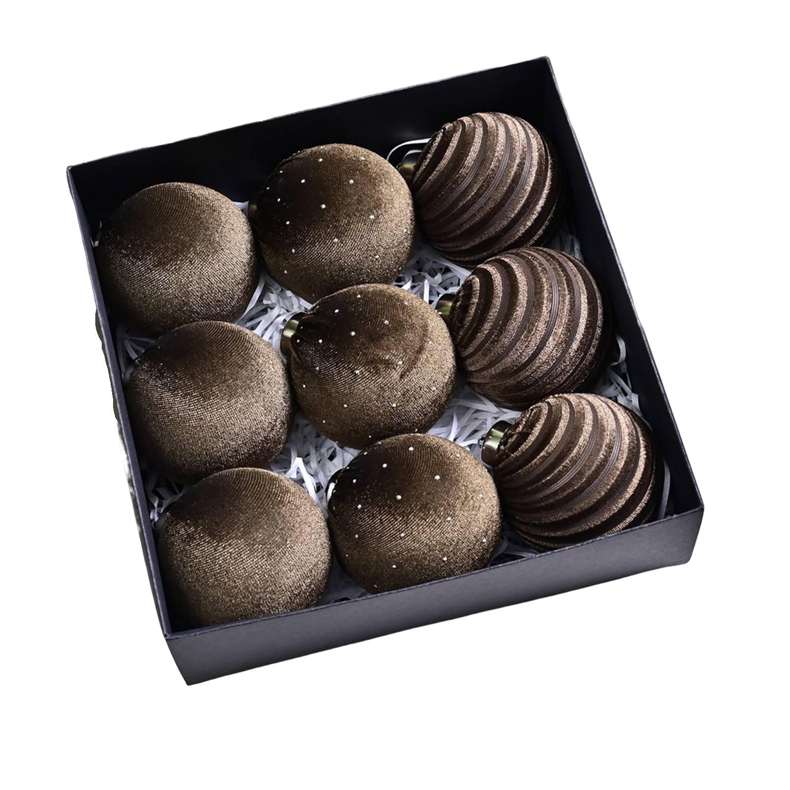 

Набор из 9 подвесок в виде рождественских шаров, флокированные шары особой формы с росписью, украшения для места проведения рождественской вечеринки One Size кофейный