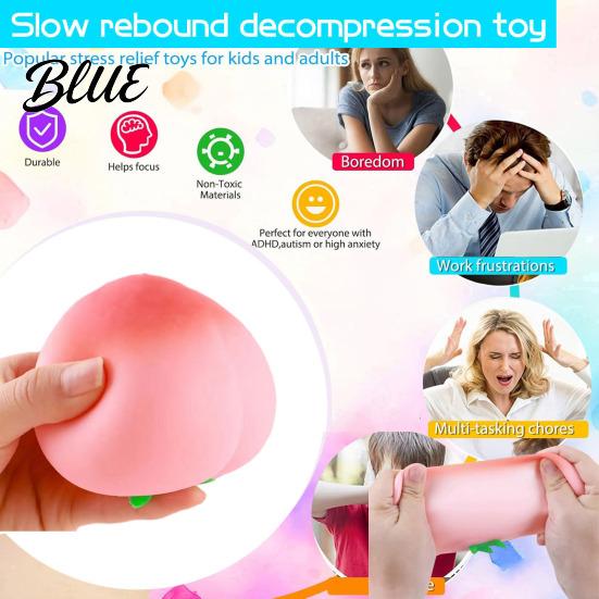 Peach Toy 1/2Pcs Anxiety Relief Squeeze Realistic Shaped Fidget Anti-stress Decompression Simulation Fruit Sensory Slow Rising Stress Ball