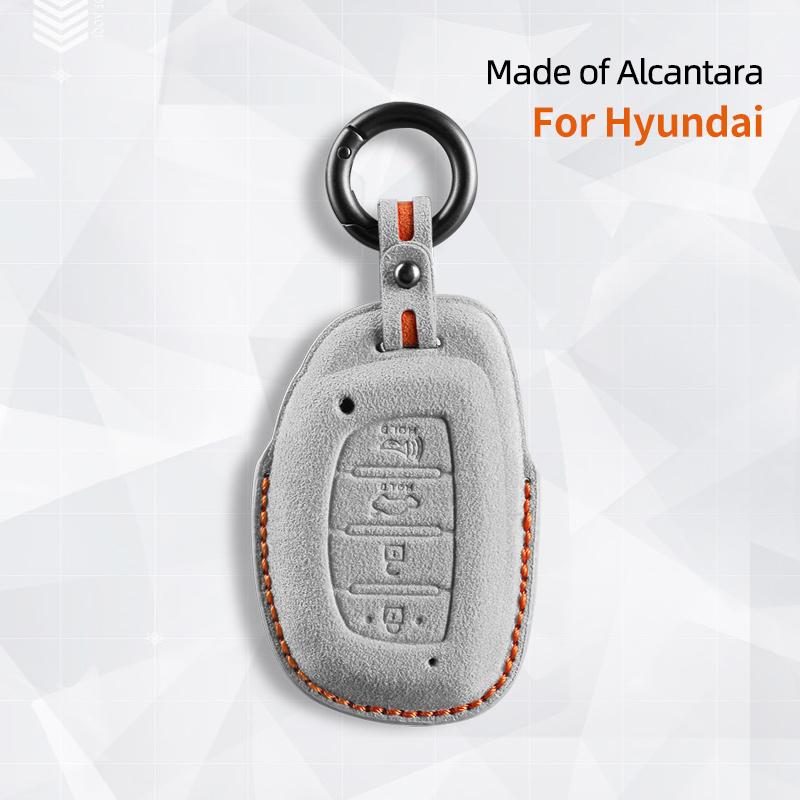 For Hyundai Tucson Santa Fe Rena Sonata Elantra Creta I10 I30 I40 Accessories 4 Button Suede Car Smart Key Case Cover Shell