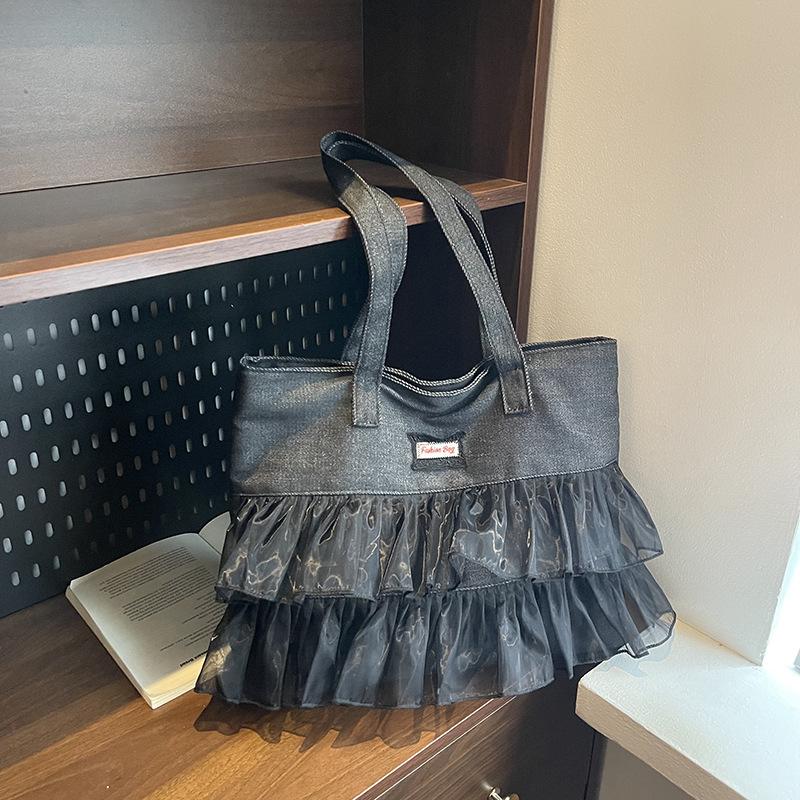 

New large-capacity simple zipper wash canvas bag fashionable student versatile tote shoulder bag чёрный