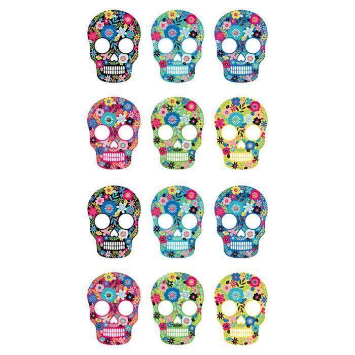 Set d'autocollants - ARTEMIO - Viva la vida - Têtes de mort - 12 pièces - DIY - Home déco