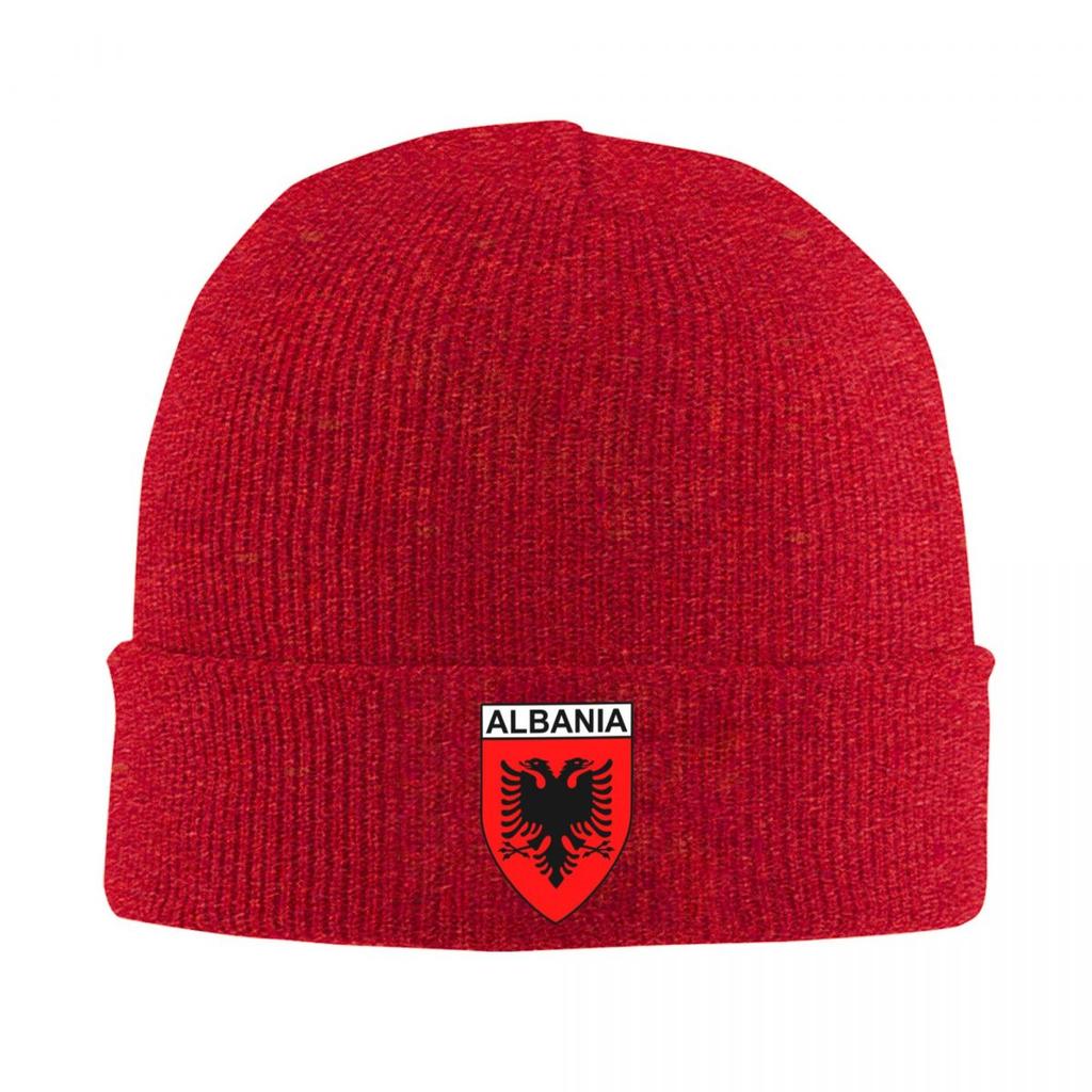 Albania Flag Black Eagle On Red Warm Knitted Cap Winter Knit Bonnet Hat Skullies Beanies Hip Hop Caps for Unisex
