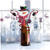 Festlig snögubbe vinflaskedekoration, metallställ för 1 flaska & 2 glas - Julfest & Hemmabarinredning