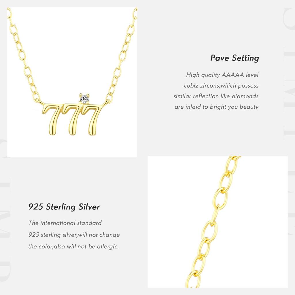 MODIAN 925 Sterling Silber Glückszahl 777 Anhänger Halskette Gold Farbe Halskette Für Frauen Edlen Schmuck Jahrestag Geschenk