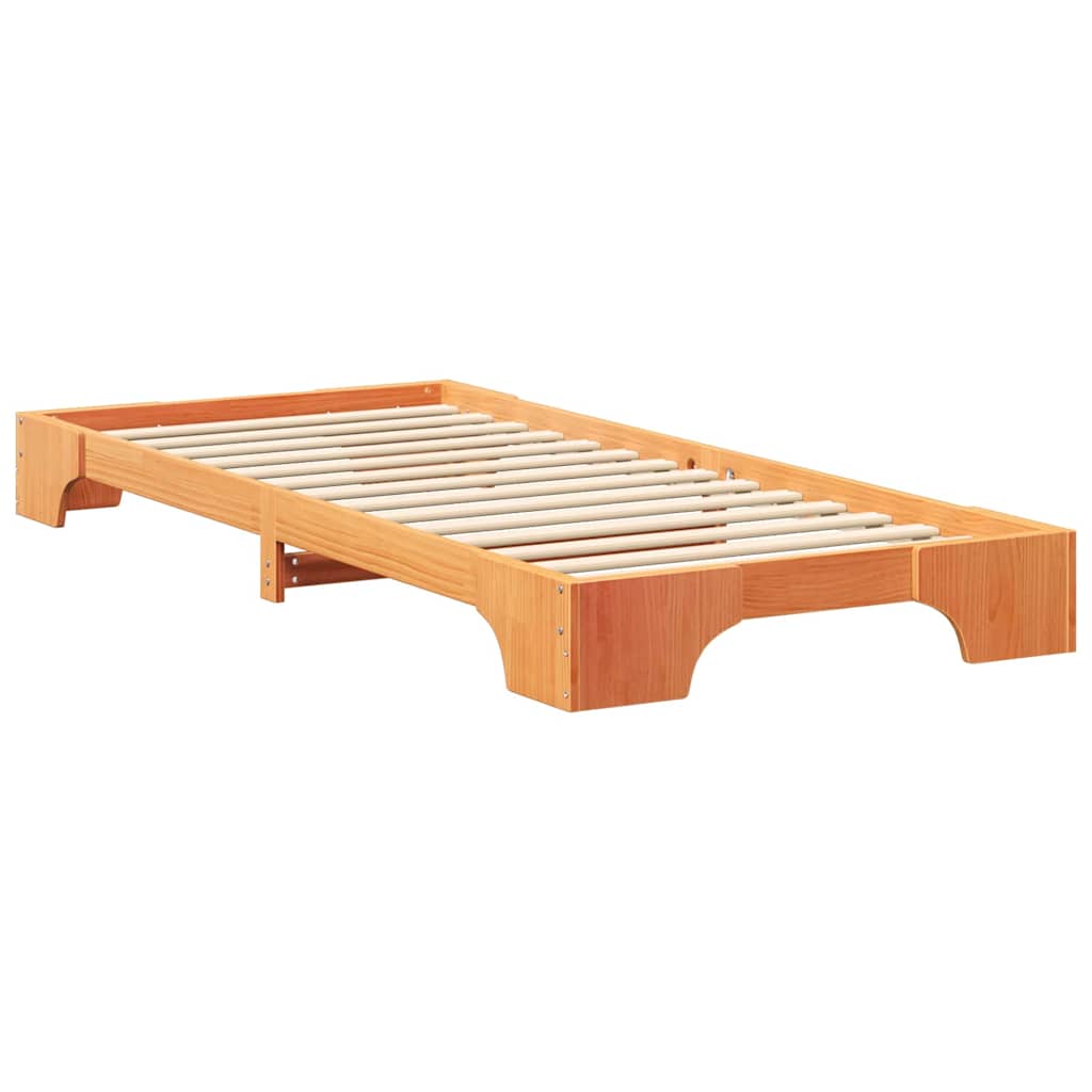 Brown Bed Frame 90 x 220 cm Solid Pine Wood