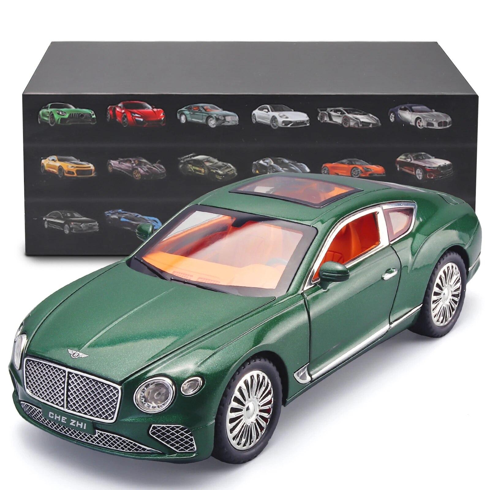 

1/24 Bentley Continental GT Модель автомобиля Литой игрушечный автомобиль Коллекционные игрушечные транспортные средства с инерционным механизмом(черный) зелёный