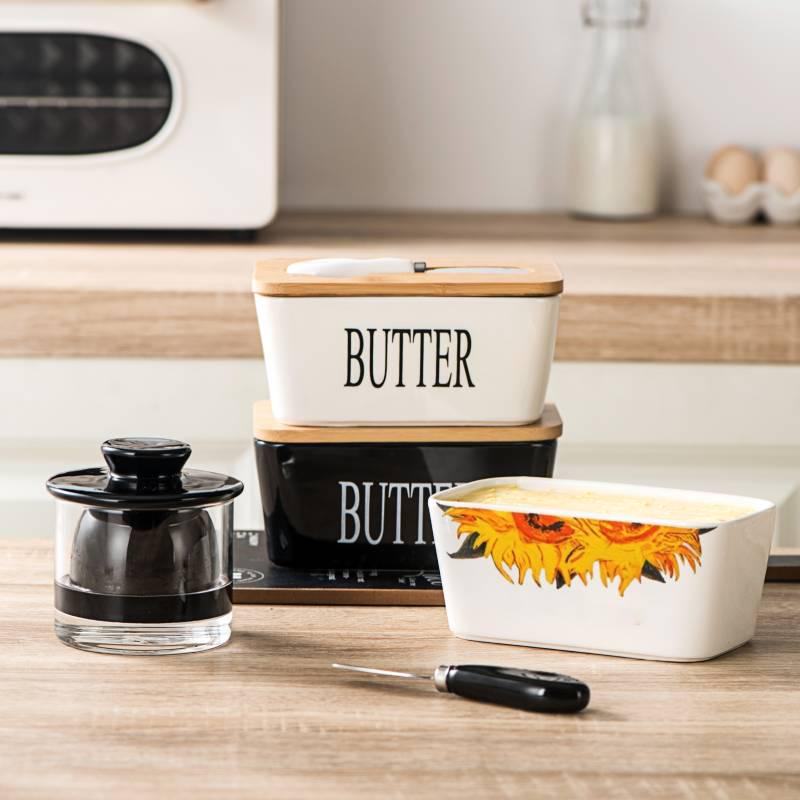 Nordic Ceramic Butter Dish with Knife - European Design