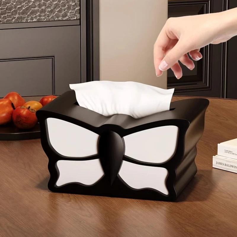 Butterfly Resin Tissue Boxes Cute Magnetic Attraction Luxury Black Napkin Holder Organizer Boxes Dressing Rooms Dining Room Napkin Box Home Decor