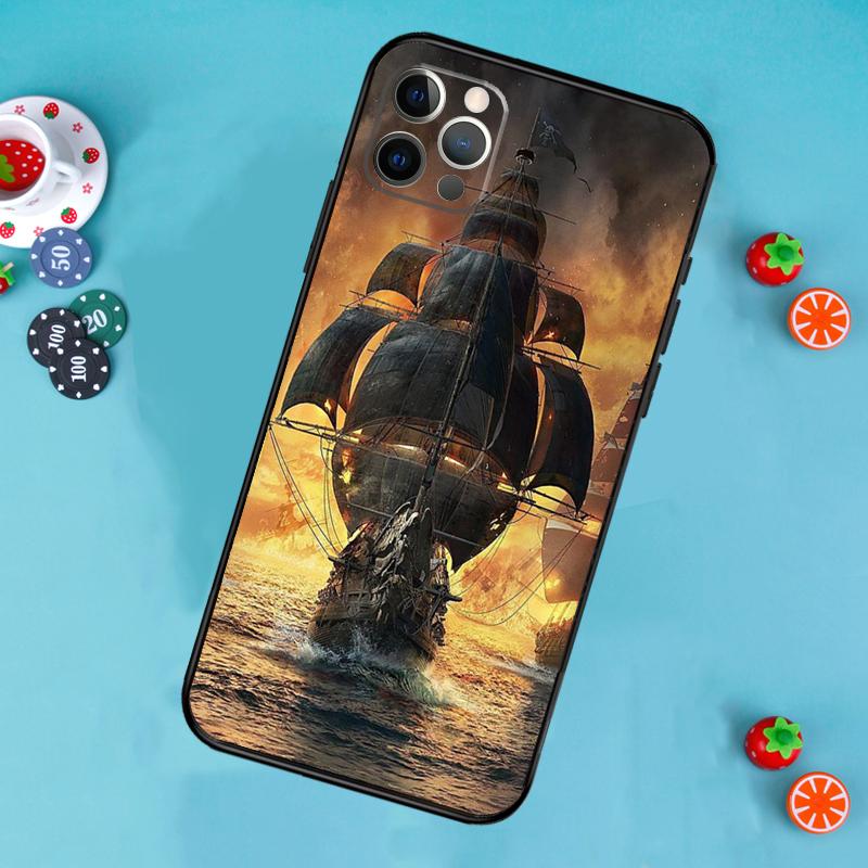 Sailing Ship Pirate Ship Phone Case For iPhone 17 Air 14 16 15 11 12 13 Pro Max 12 13 Mini 15 16 Plus 16e Cover Funda