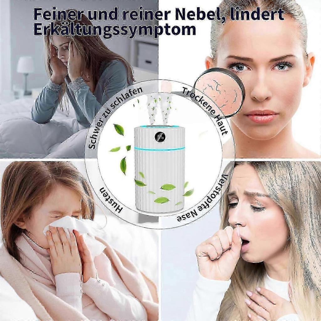 2L Humidifier for Bedroom with LED Screen, Double Spray Cool Mist Air Humidifiers with 2pcs Cotton Swab