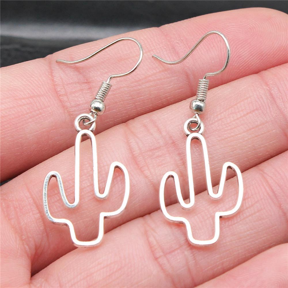 Drop & Dangle Earring Plant Four-Leaf Clover Cactus Vintage Jewelry SuppliesEarring Size 18x19mm QE021