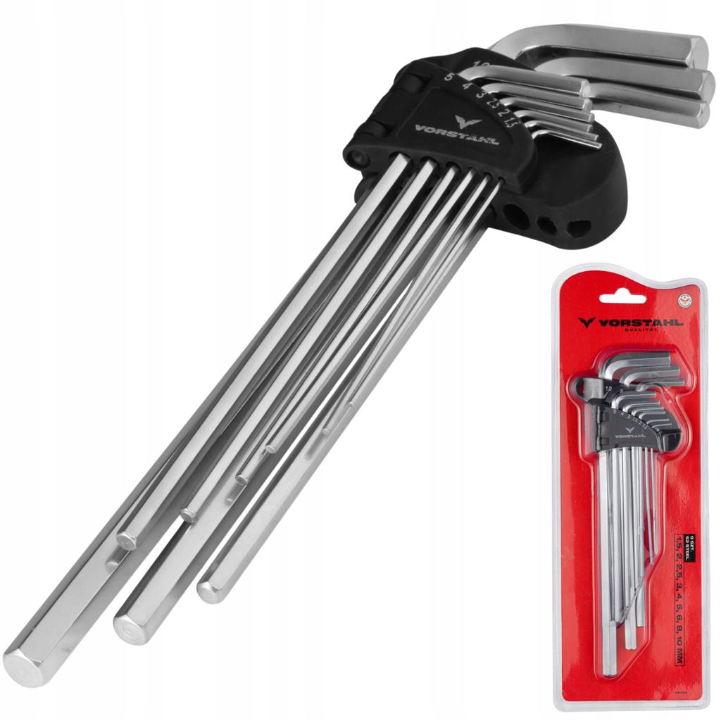 SET OF VERY LONG ALLEN KEYS 9 pcs 1.5-10mm Vorstahl