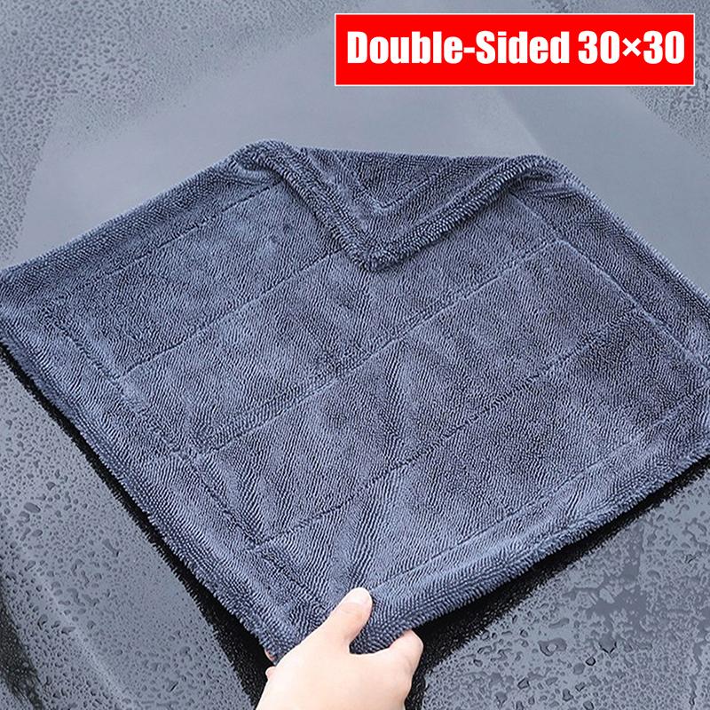 Car Wash Towel Microfiber Single/Double-Sided Ultra Absorbent Car Wash Cloth Cleaning Drying Towel Washing Car Cleaning Tool Double 30x30