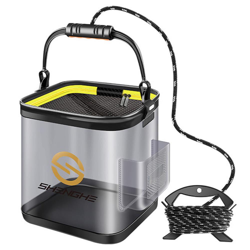 7L/12L Fishing Bucket Multifunctional Live Fish Bucket Foldable Gear Tools Transparent EVA Supplies for Fisherman