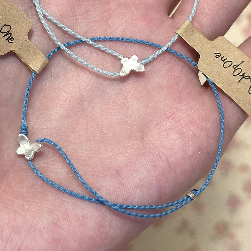 Мятный Бабочка Вощеная Нить Универсальный Роскошный Плетеный Браслет Женская Модная Белая Дизайн Горячая Распродажа синий