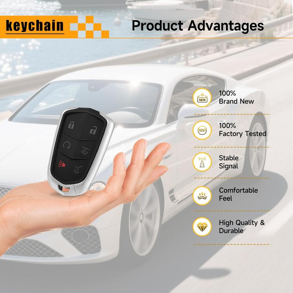 Smart Key Fob Replacement Fits for Cadillac Escalade 2016 2017 2018   Cadillac ESV 2015- Proximity Car Keyless Entry Remote Control 315Mhz HYQ2AB