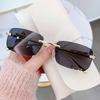 Vintage Square Sunglasses New Small Women Rimless Sun Glasses Shades Luxury Brand Metal Sunglass UV400 Eyewear
