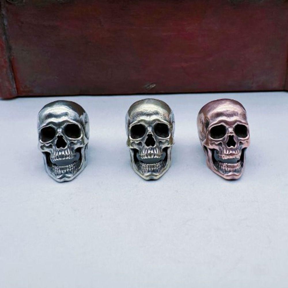 Handmade Sculpture Brass Bead Charms DIY Jewelry Accessories Skull Head Retro Pendant Bracelet Lanyard Pendant EDC Outdoor Tool