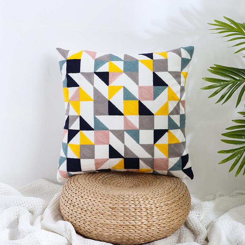 Ins Floral Embroidery Pillow Case Living Room Sofa Decoration Flower Bedroom Bedside Pillow