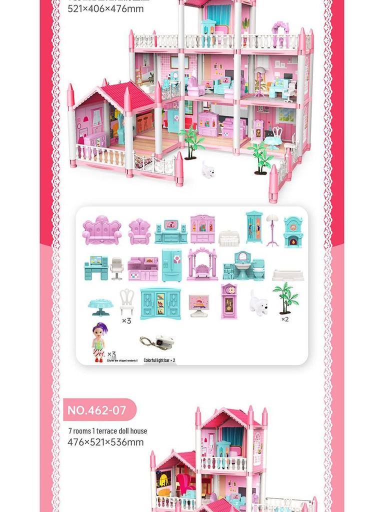 Princess Castle Dollhouse Playset: Puzzle Villa for Girls