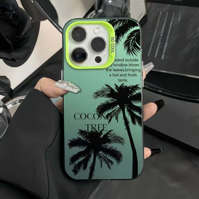 Summer Coconut Tree In English for Apple XR Modified 13Pro Ultimate Edition XRto14Pro Frosted Transparent English Coconut Tree