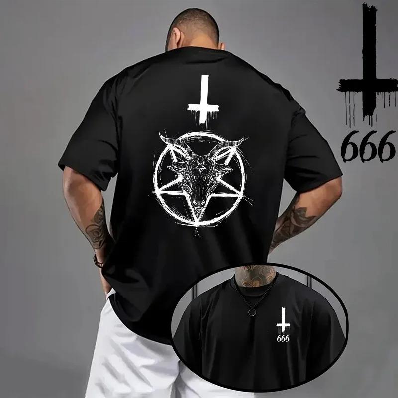 Hot 2026 Unisexs Tshirt Spring Summer Daily Casual Fashion Short Sleeve 8 Styles Satan Inverted Cross Prints Patterns Oversize