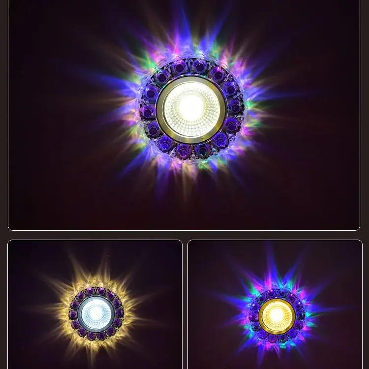 

Светодиодный потолочный светильник Crystal Spotlight для гостиной, встроенный светильник Bull s Eye, цветной проходной светильник, небольшой трехцветный светильник Downlight