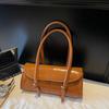1Pc Oil Wax Leather Underarm Bag Women's High-end Niche Design Shoulder Bag Large Capacity Versatile Long Baguette Commuter Women's Bag