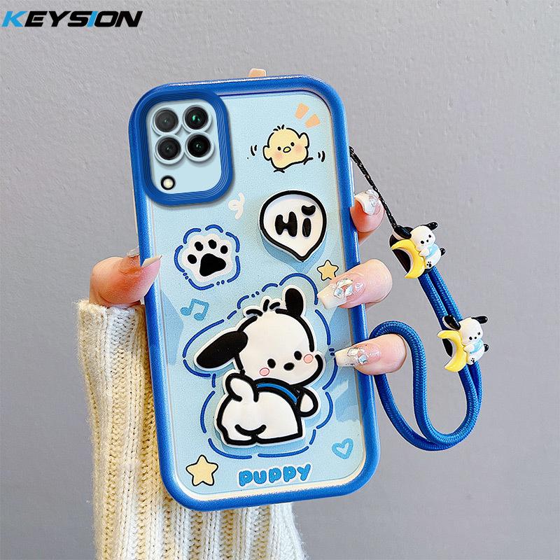 

Протиударний чохол KEYSION для Samsung A12 A22 4G зі шнурком Силіконовий милий 3D мультяшний ляльковий чохол для телефону Galaxy M32 M12 for Samsung M32