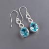 Sky Blue Topaz Gemstone 925 Sterling Silver Jewelry Handmade Hook Earrings 1.60" EE-12-6