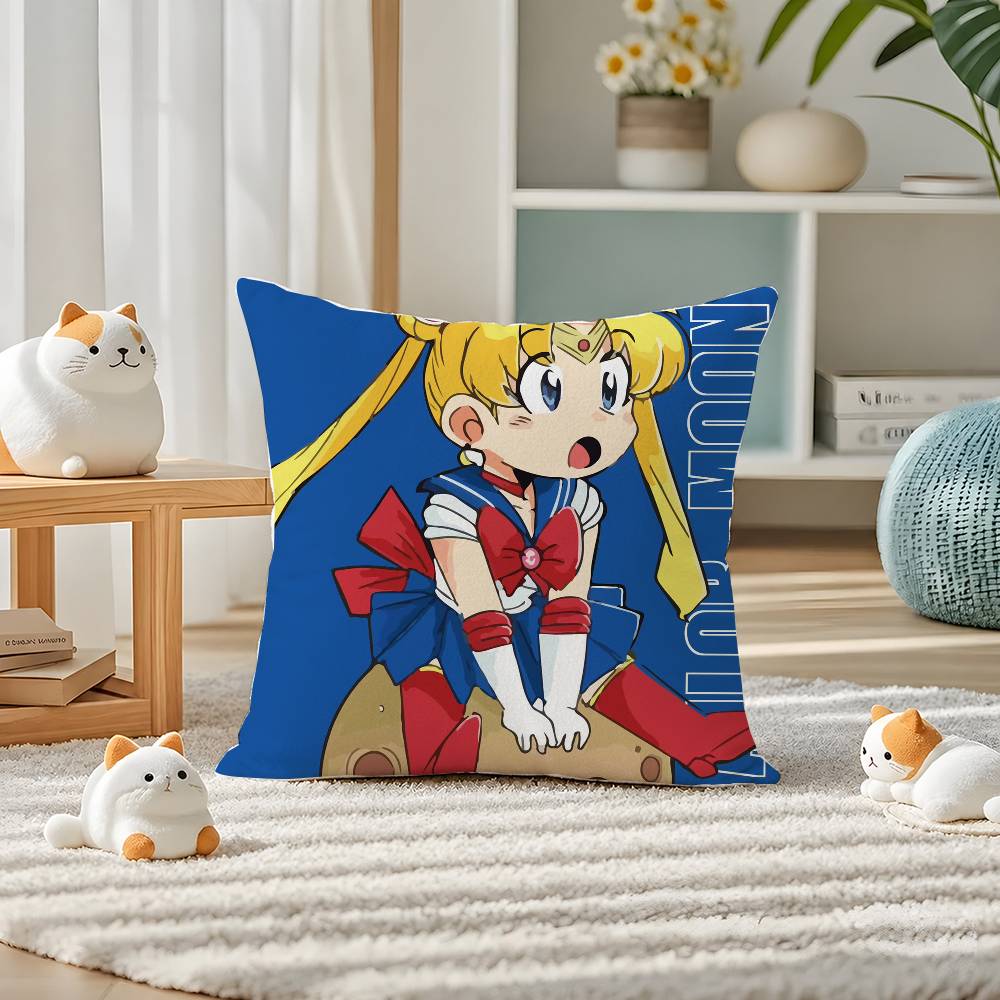 Sailor Moon Sailor Saturn Anime Plush Pillow Cover Soft Short Plush Cushion Cover For Sofa Bedroom Home Decor Gift Decoration