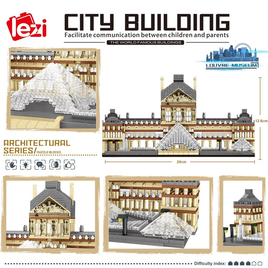 LZ8040 Miniature Diamond Small Particle Louvre Model Series Puzzle Decompression Building Block Toys