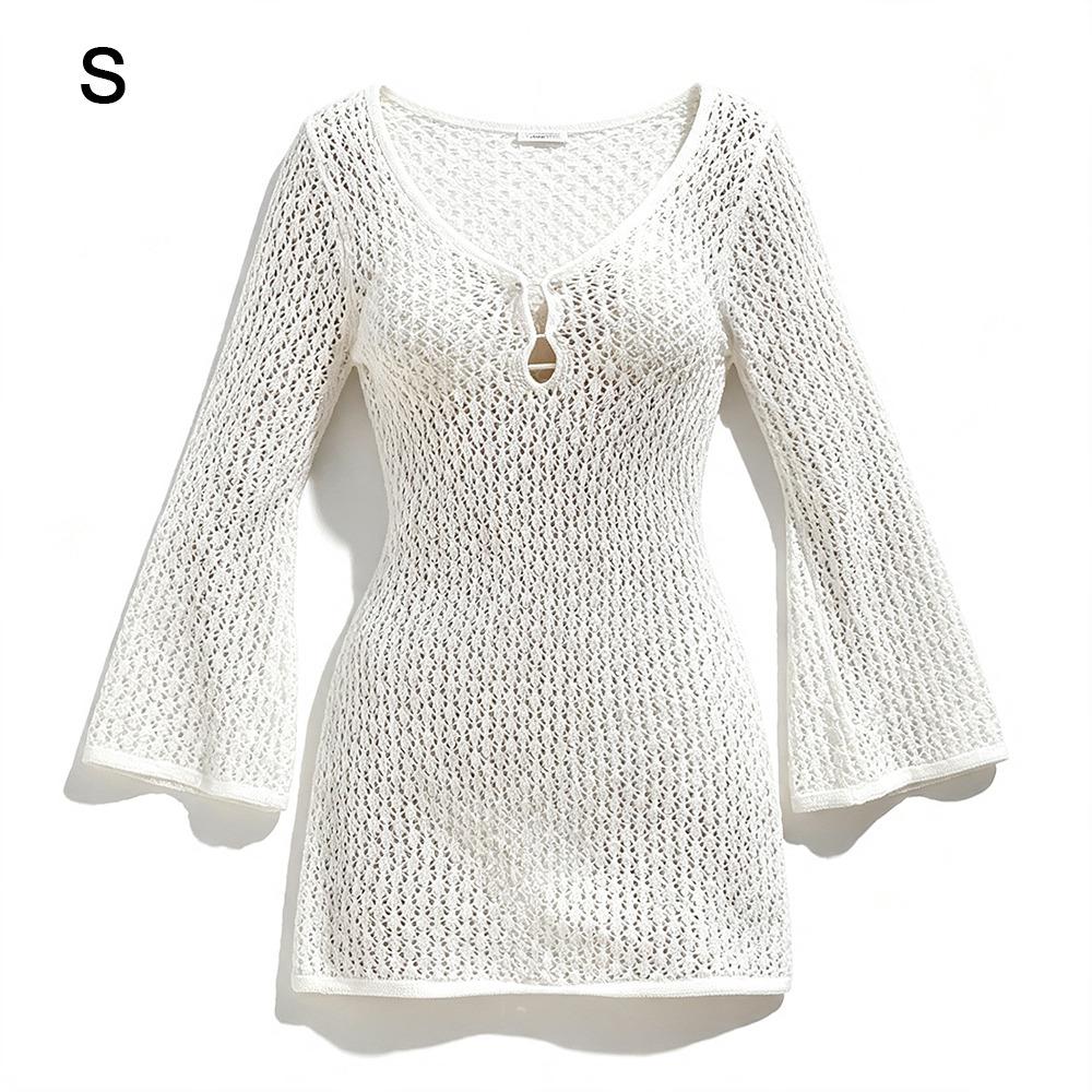 Deep V-Neck Beach Cover-Up Dress Backless Design Bikini Cover-Up Dress Beach Vacation