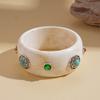 Turquoise Turquoise Acrylic Bracelet Wide Retro Hand Ring Acrylic Rhinestone Bangle  Decoration