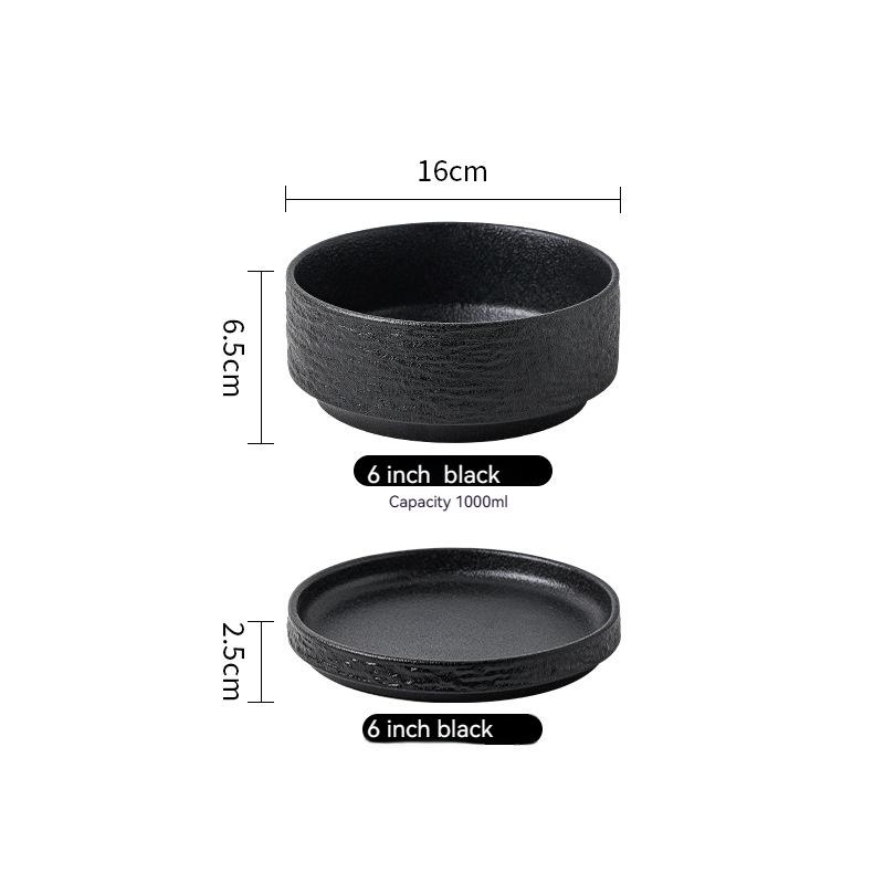 Bol de nouilles instantanées simple noir et blanc Maison restaurant hôtel bol en céramique