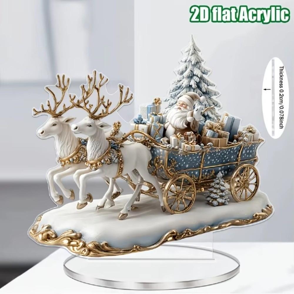 2D Acryl Weihnachtsmann Schlitten Figur Verträumte Festliche Boho Weihnachtsornamente für Weihnachten