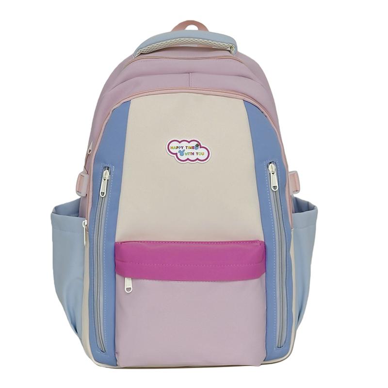 Color Block Student Schoolbag Large Capacity Travel Backpack