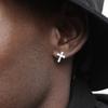 Silver Shiny Zircon Cross Stud Earrings for Women Men Punk Rock Earring Hiphop Ear Jewelry