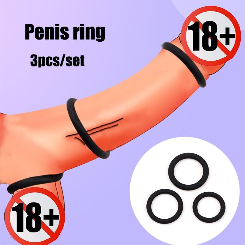 3 Sizes Silicone Cock Rings Male Delay Ejaculation Penis Lasting Erection Scrotum Testis Restraint Adult Game Sex Toys For Men