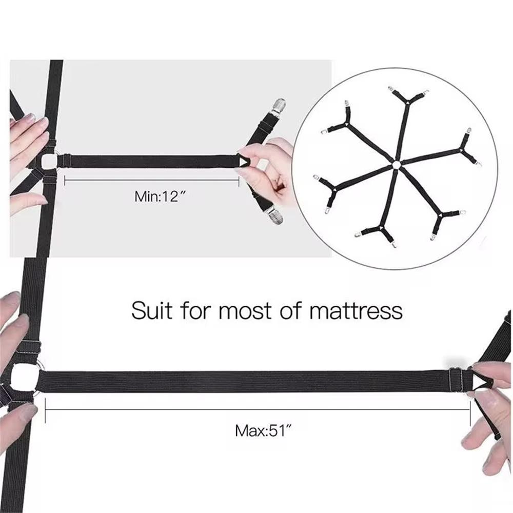 Bed Sheet Holder Adjustable Elastic 12 Clips Fixed Holder Mattress Clip Fasteners Cover Blankets Grippers Fixing Non-Slip Strap