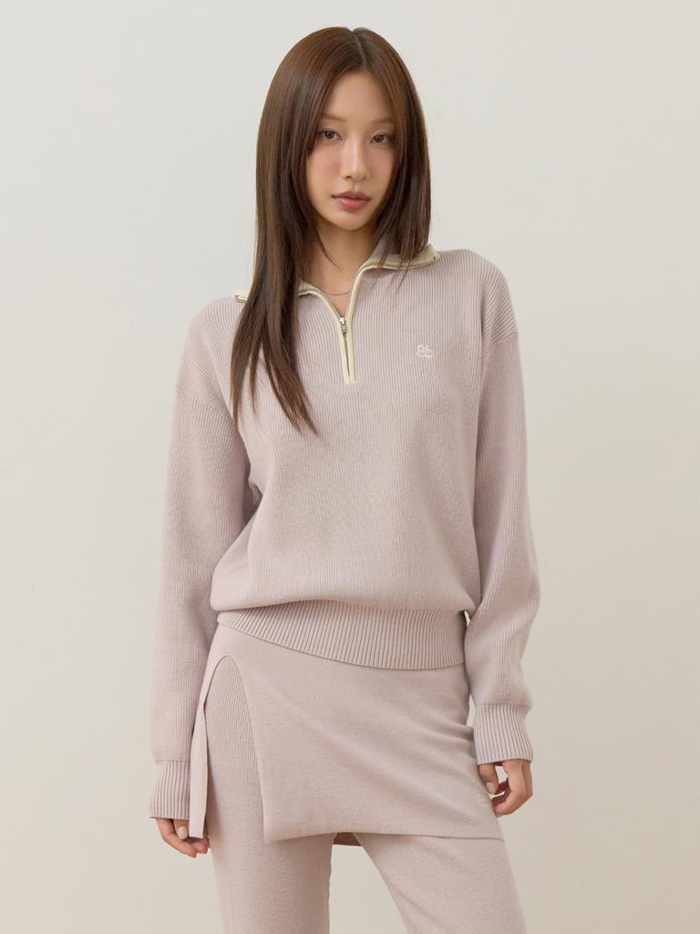 Bb' BENETTON Knit Half-Neck Zip-Up (Light Violet)