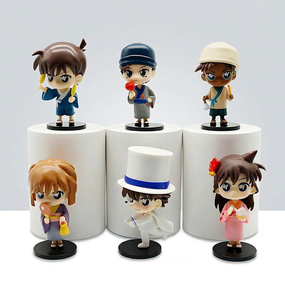 6Pcs/Set Detective Conan Summer Garden Party Series Edogawa Mouriran Jimmy Kudo Figure Collectible Decoration Model PVC Poseable Articulated Scale
