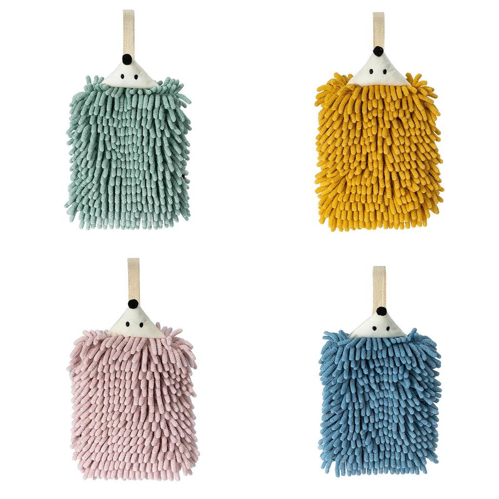 Cartoon Hedgehog Hand Towel With Hanging Loop For Kids Bathroom Use