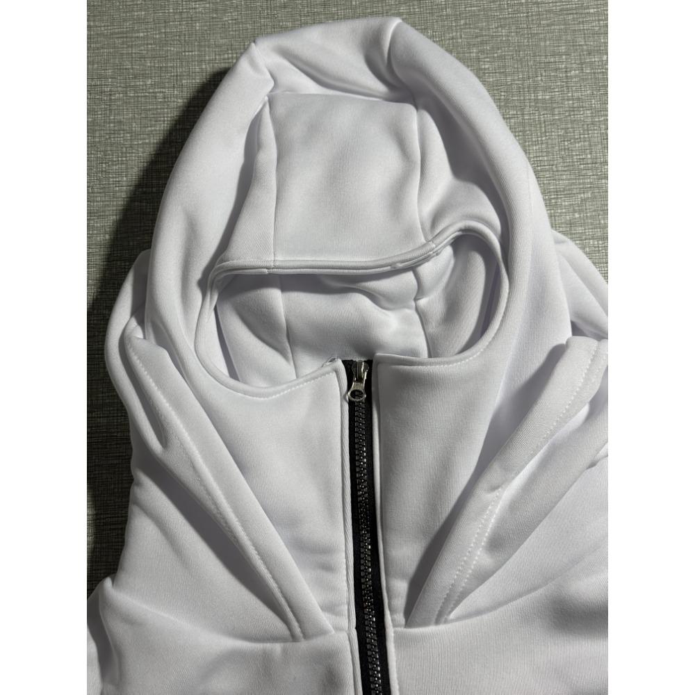 Men's Red Hooded Zipper Jacket "It's Never Luck It's Always God" Printed Jacket with Polyester Ribbed Cuffs and Hemps for Autumn and Winter